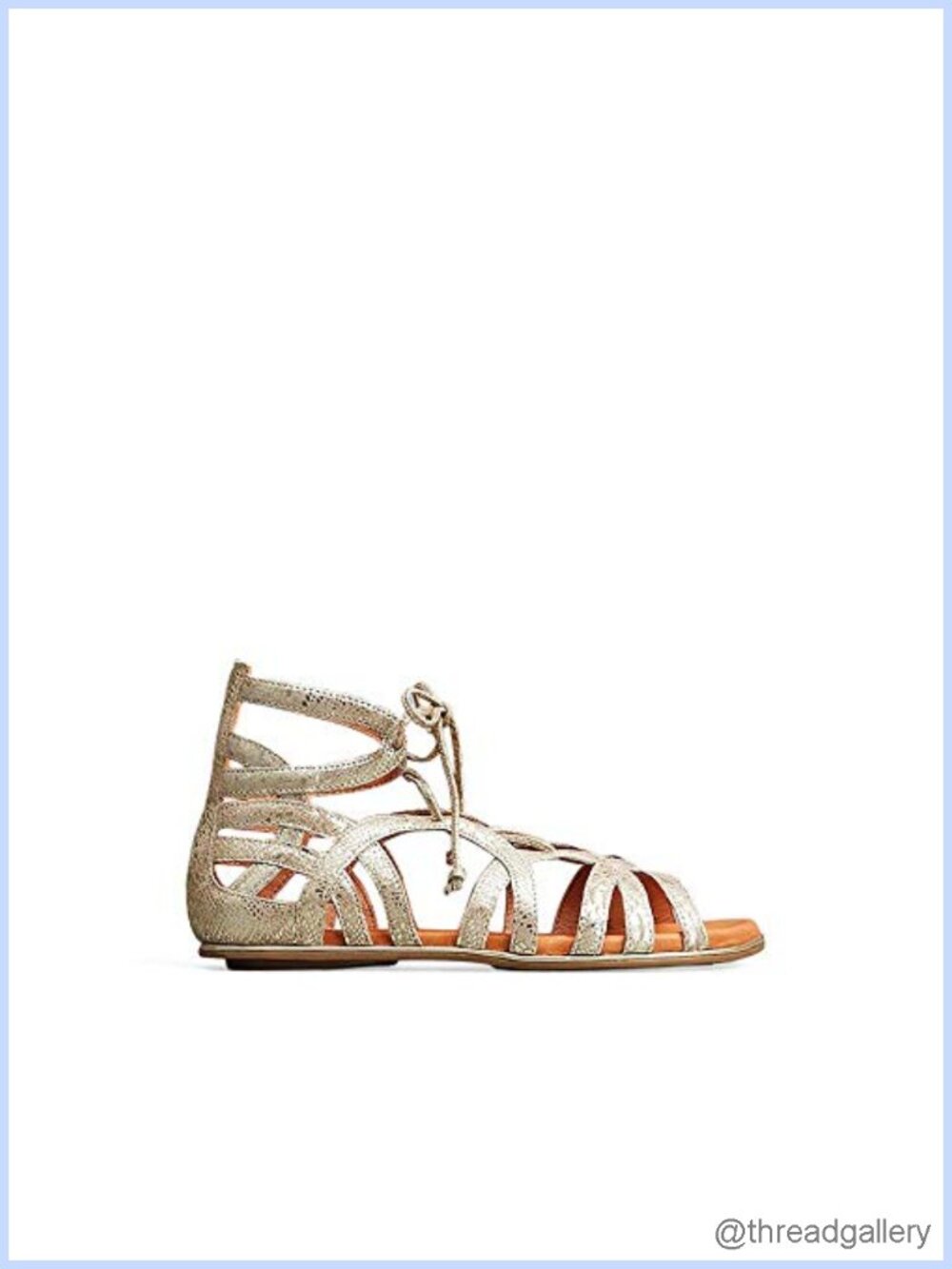 Women's Leather Gladiator Sandals Lace Up Flats Cushioned Adjustable Casual